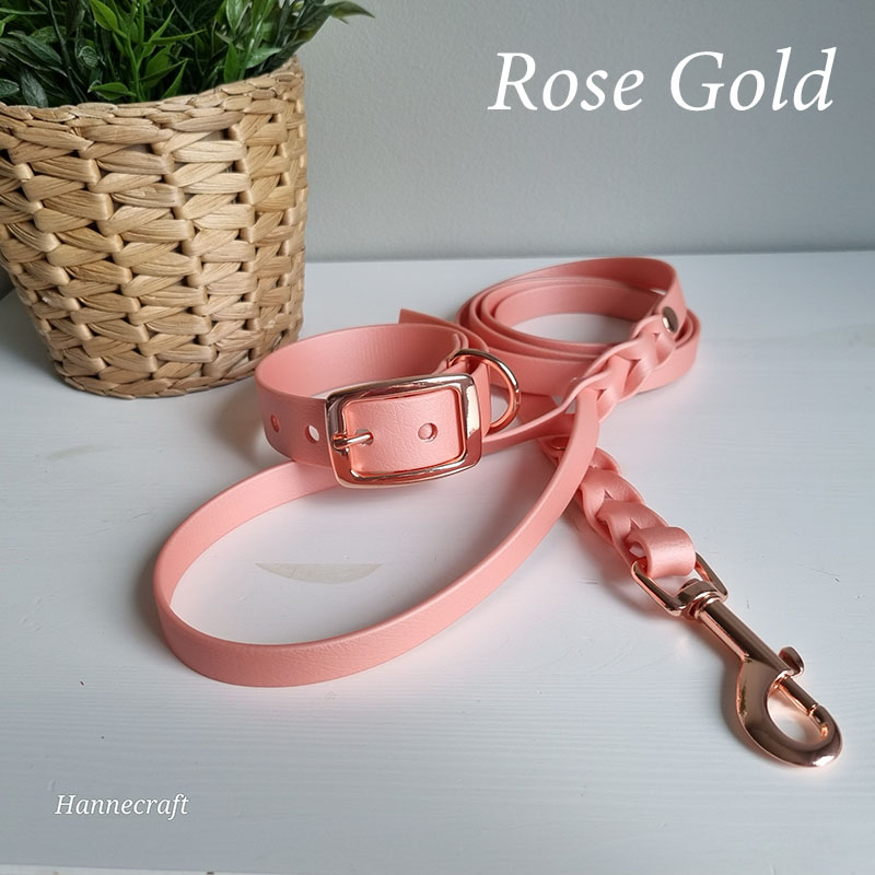 Voit suunnitella biothane panta ja hihna setin vaikkapa rose gold värisenä